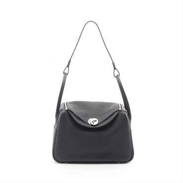 HERMES Lindy 26 Shoulder Bag C Clemence leather Black Noir Used Women SHW