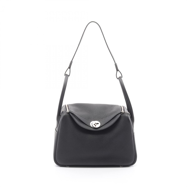 HERMES Lindy 26 Shoulder Bag C Clemence leather Black Noir Used Women SHW