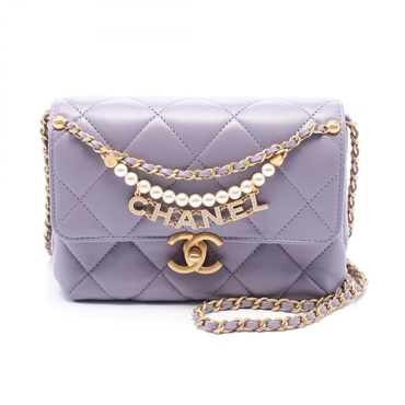 CHANEL Matelasse mini flap Chain Shoulder Bag AS4986 leather Purple Used GHW CC