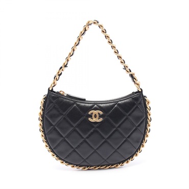 CHANEL Matelasse Chain Shoulder Bag AP3486 leather Black Used Women GHW CC