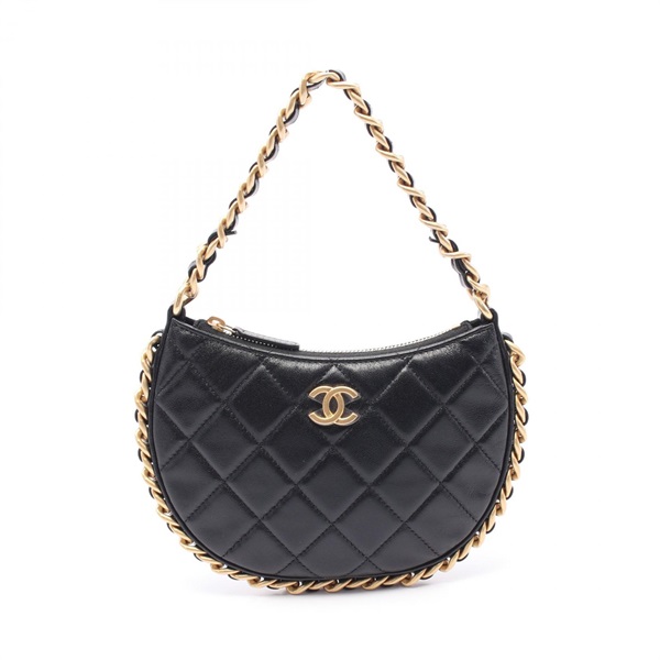 CHANEL Matelasse Chain Shoulder Bag AP3486 leather Black Used Women GHW CC