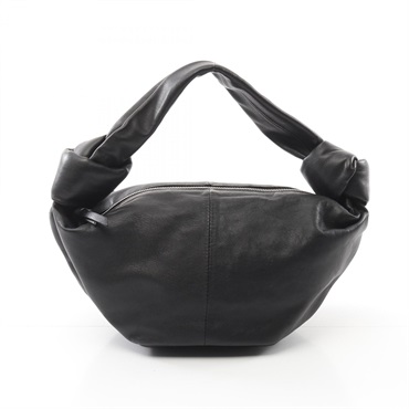 BOTTEGA VENETA Double knot top handle Handbag 629635 leather Black Used Women