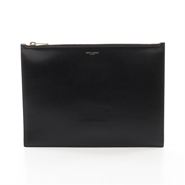 YVES SAINT LAURENT business clutch bag 635099 leather Black Used unisex YLS