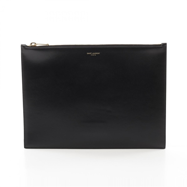 YVES SAINT LAURENT business clutch bag 635099 leather Black Used unisex YLS