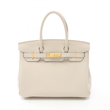 HERMES Birkin 30 Hand bag W Togo leather craie Used GHW