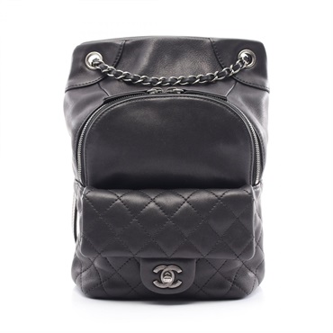 CHANEL Matelasse Backpack A90714 Lamb skin sheep leather Black Used Women SHW CC