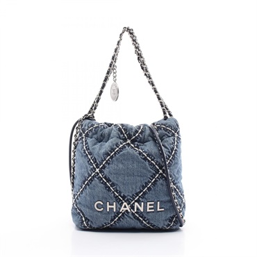 CHANEL chanel 22 mini Chain Shoulder 2way Bag AS3980 denim Blue Used Women SHW
