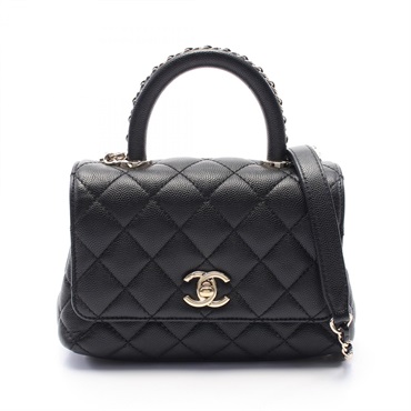 CHANEL Coco Handle XXS Matelasse 2way Handbag AS2215 leather Black Used GHW CC