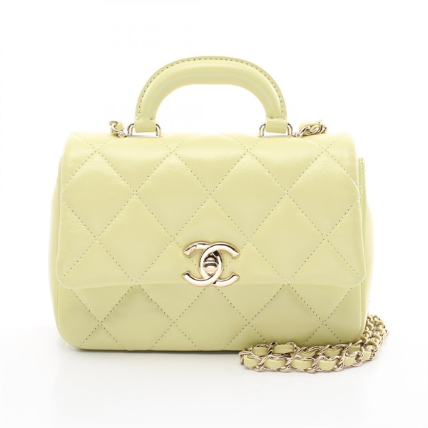 CHANEL Mini Matelasse Top Handle 2way Shoulder Bag AS4543 leather Green Used GHW