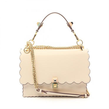 FENDI Canai Hand chain shouler bag 8BT283 leather Beige Used