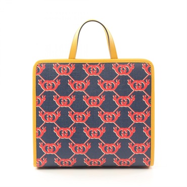 GUCCI Children's Interlocking G Snail Tote Bag 605614 leather Navy Yellow Red