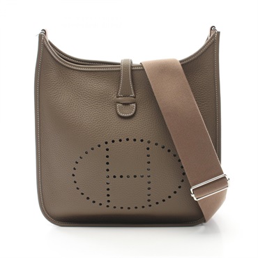 HERMES Evelyne 3 PM Shoulder crossbody Bag W Taurillon Clemence Brown etoupe SHW