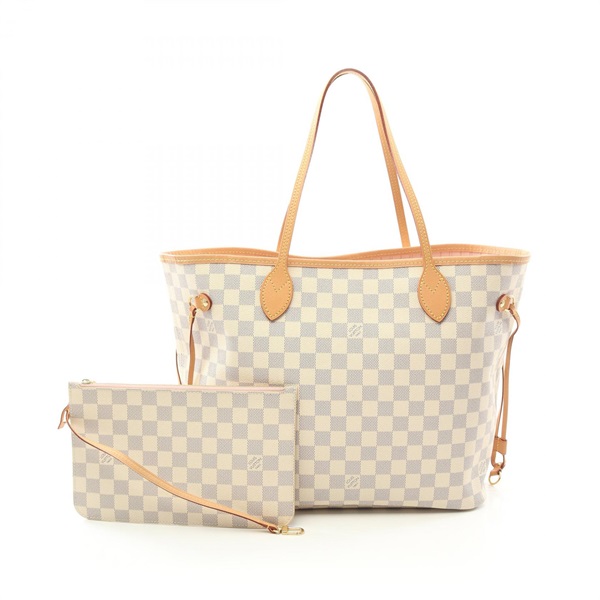 LOUIS VUITTON Neverfull MM Tote Bag N41605 Damier Azur canvas White Used Women