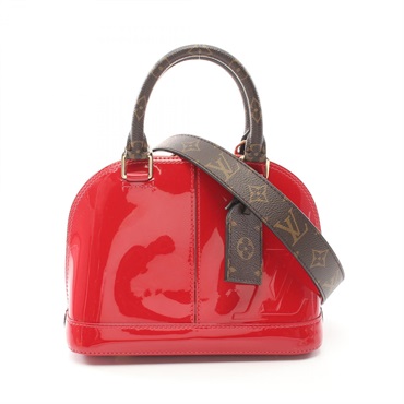 LOUIS VUITTON Alma BB Miroir 2way Handbag M52498 Vernis leather Red Brown Used