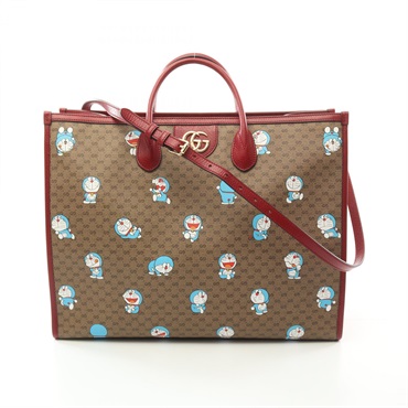GUCCI Fujiko-Pro Doraemon Micro GG Supreme Tote shoulder Bag 653952 canvas brown
