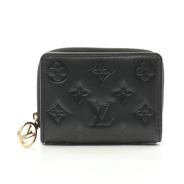 LOUIS VUITTON Portefeuille Bi-fold purse wallet M81599 leather Black Used Women