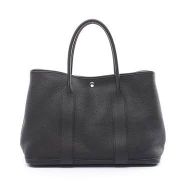 HERMES Garden party PM Tote Bag D Negonda leather Black Used SHW