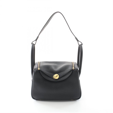HERMES Lindy 26 2way Shoulder hand Bag W Taurillon Clemence Black GHW