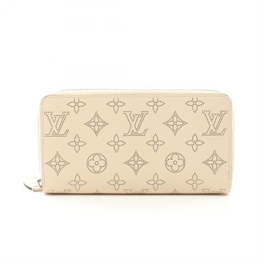 LOUIS VUITTON Zippy Around long wallet M58878 Mahina leather Beige Used Women LV
