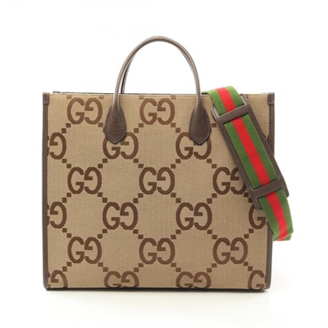 GUCCI Jumbo GG Tote shoulder crossbody Bag 678839 canvas leather Beige Brown