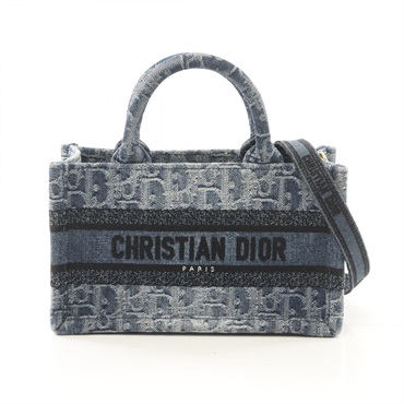 Christian Dior BOOK TOTE Mini Hand shoulder crossbody bag denim Blue Used