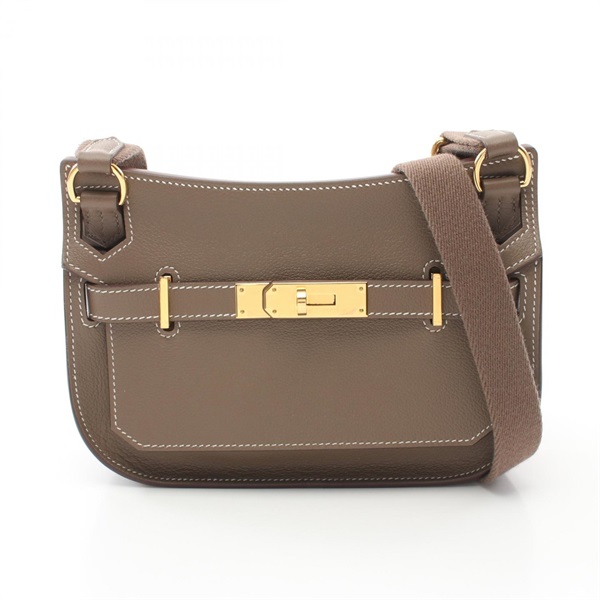 HERMES Jypsiere mini Shoulder Bag Evercolor leather Brown Etoupe Grey Used B GHW