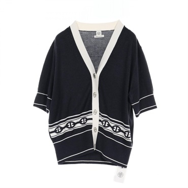 HERMES Chaine D'ancre cardigan #40 knitwear short sleeves 5E2749DF silk cashmere