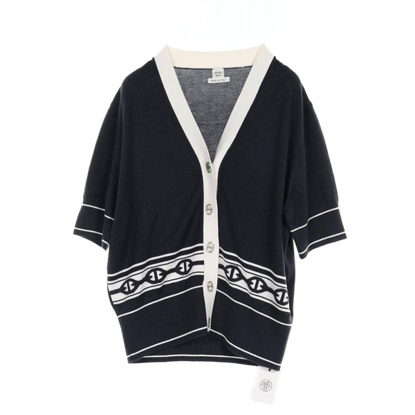HERMES Chaine D'ancre cardigan #40 knitwear short sleeves 5E2749DF silk cashmere
