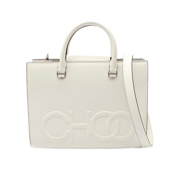 JIMMY CHOO BOOK TOTE Hand shoulder crossbody bag leather White Used