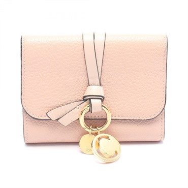 Chloe ALPHABET Small Trifold compact Wallet purse CHC21WP945F5726X leather Pink