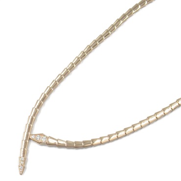 BVLGARI Serpenti Viper Necklace Pave Diamond 18KPG Pink Rose Gold Used women