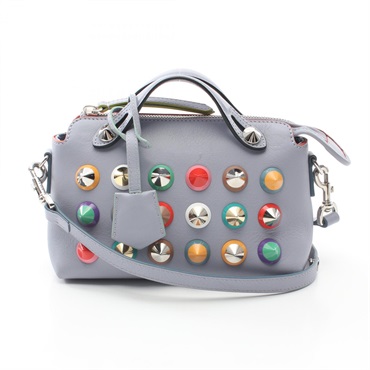 FENDI Mini By the way 2way shoulder Handbag 8BL135-5ZR leather Blue Used Women