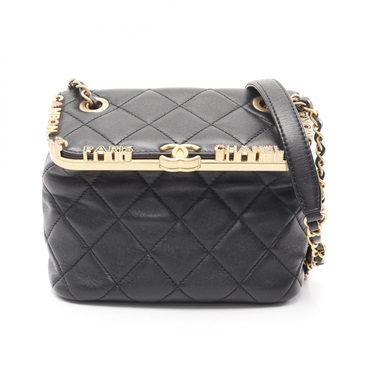 CHANEL Matelasse Chain Shoulder Bag AS3732 Lamb sheep leather Black Used GHW CC