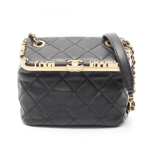 CHANEL Matelasse Chain Shoulder Bag AS3732 Lamb sheep leather Black Used GHW CC