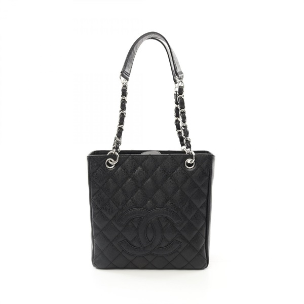CHANEL Matelasse PST Tote shoulder Bag A20994 leather Black Used SHW
