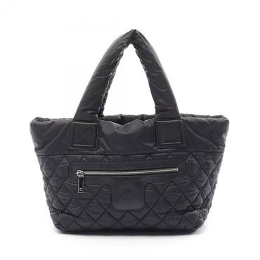 CHANEL Coco Cocoon small Tote hand Bag A48610 Nylon leather Black Used SHW