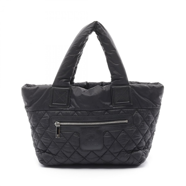 CHANEL Coco Cocoon small Tote hand Bag A48610 Nylon leather Black Used SHW