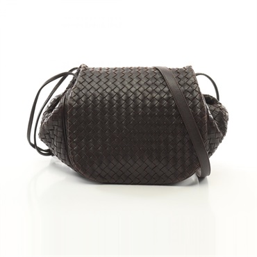 BOTTEGA VENETA Intrecciato Shoulder crossbody Bag leather Brown Used