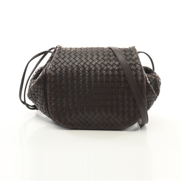BOTTEGA VENETA Intrecciato Shoulder crossbody Bag leather Brown Used