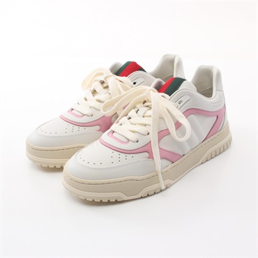 GUCCI Re-web sneakers #37 785728 leather Fabric White Pink Multicolor Used Women