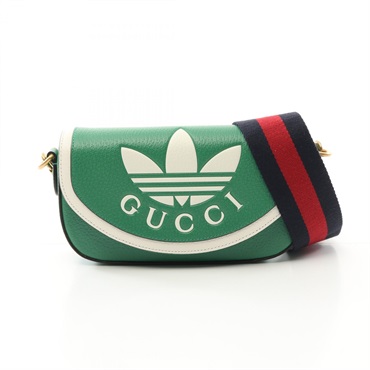 GUCCI adidas Shoulder crossbody Bag 727791 leather Green White Used