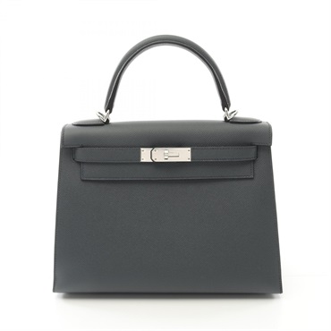 HERMES Kelly 28 Hand shoulder bag W Epsom leather Gray SHW