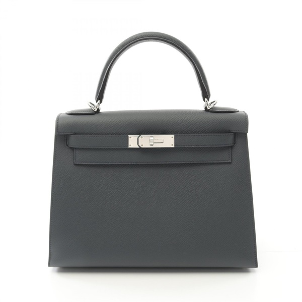 HERMES Kelly 28 Hand shoulder bag W Epsom leather Gray SHW