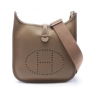 HERMES Evelyne 3 PM Shoulder crossbody Bag W Taurillon Clemence Etoupe Grey SHW
