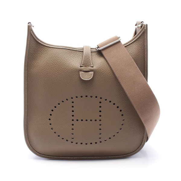 HERMES Evelyne 3 PM Shoulder crossbody Bag W Taurillon Clemence Etoupe Grey SHW
