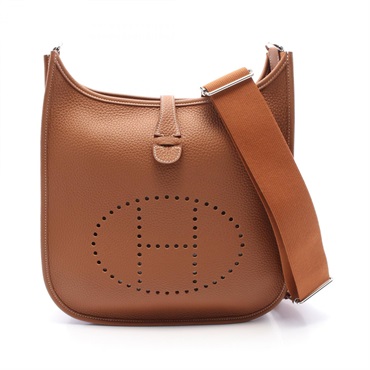 HERMES Evelyne 3 PM Shoulder crossbody Bag K Taurillon Clemence Gold Used SHW