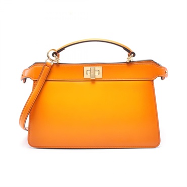 FENDI PEEKABOO ISEE YOU EAST WEST 2way Handbag 8BN323 leather Orange Used Women