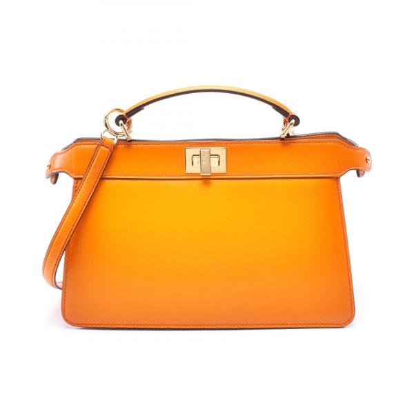 FENDI PEEKABOO ISEE YOU EAST WEST 2way Handbag 8BN323 leather Orange Used Women