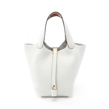 HERMES Picotin Lock PM Eclat Handbag Clemence leather New White used GHW women