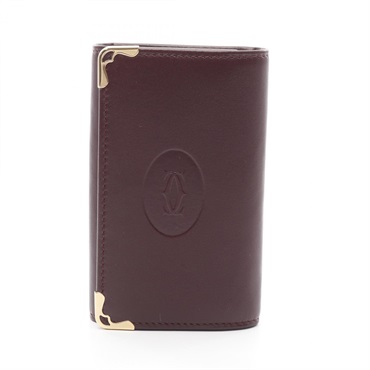 CARTIER Must Line key holder case L3000452 leather Bordeaux Used Women